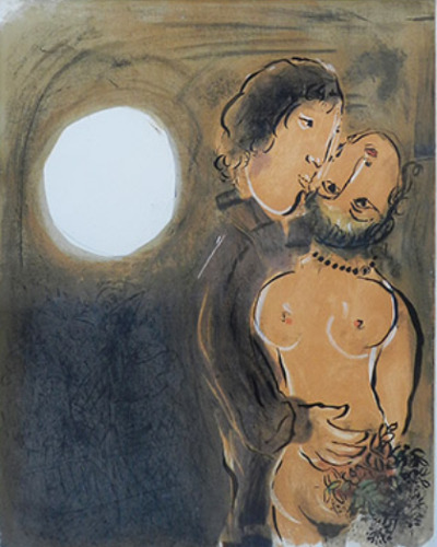 シャガール　「オーク色のカップル」の買取画像